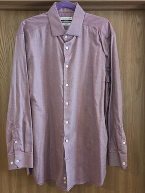 Collection by Michael Strahan Regular Fit Shirt XL Red Geometric Stretch